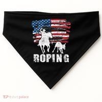 Team Roping Roper Usa American Flag Header Heeler Horse USA-Made Doggie Bandana thumb 0