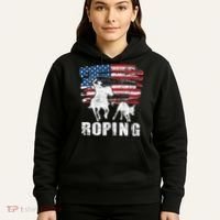 Team Roping Roper Usa American Flag Header Heeler Horse Hoodie thumb 5