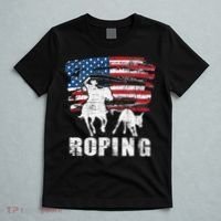 Team Roping Roper Usa American Flag Header Heeler Horse T-Shirt thumb 5