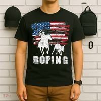 Team Roping Roper Usa American Flag Header Heeler Horse T-Shirt thumb 6