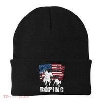 Team Roping Roper Usa American Flag Header Heeler Horse Beanie thumb 0