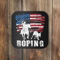 Team Roping Roper Usa American Flag Header Heeler Horse Coaster thumb 0