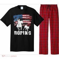 Team Roping Roper Usa American Flag Header Heeler Horse Pajama Set thumb 0