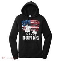 Team Roping Roper Usa American Flag Header Heeler Horse Women's Hoodie thumb 0