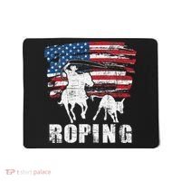 Team Roping Roper Usa American Flag Header Heeler Horse Mousepad thumb 0