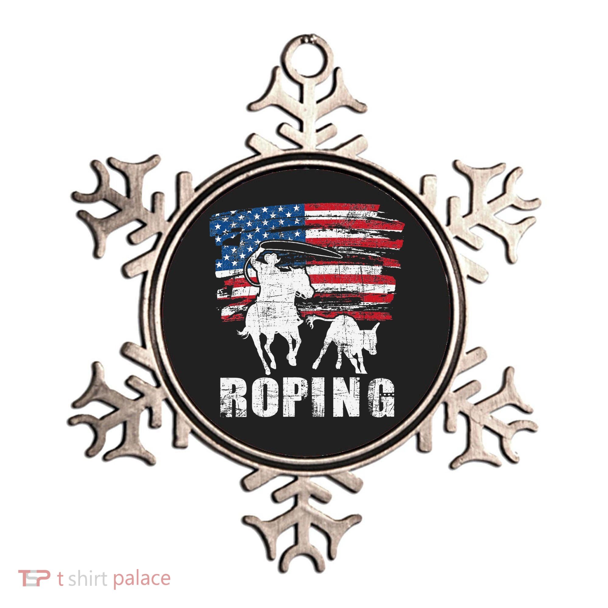 Team Roping Roper Usa American Flag Header Heeler Horse Ornament