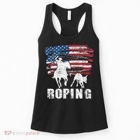 Team Roping Roper Usa American Flag Header Heeler Horse Women's Tank Top thumb 0