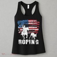 Team Roping Roper Usa American Flag Header Heeler Horse Women's Tank Top thumb 3