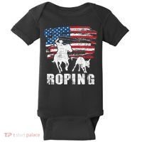 Team Roping Roper Usa American Flag Header Heeler Horse Baby Bodysuit thumb 0