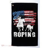 Team Roping Roper Usa American Flag Header Heeler Horse Golf Towel thumb 0