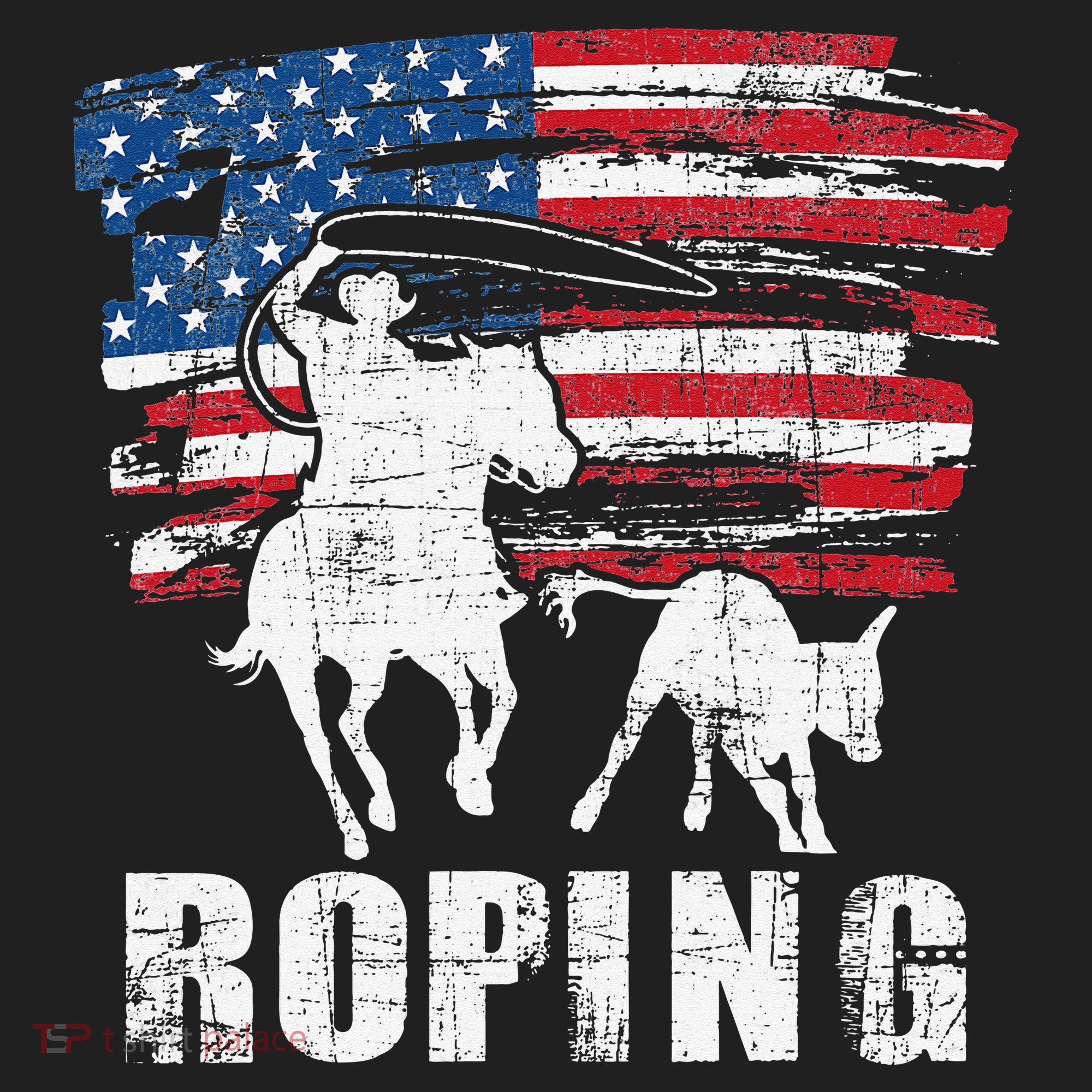 Team Roping Roper Usa American Flag Header Heeler Horse Golf Towel