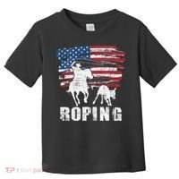 Team Roping Roper Usa American Flag Header Heeler Horse Toddler T-Shirt thumb 0
