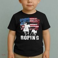 Team Roping Roper Usa American Flag Header Heeler Horse Toddler T-Shirt thumb 2