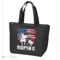 Team Roping Roper Usa American Flag Header Heeler Horse Tote Bag thumb 3