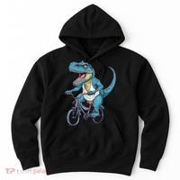 T Rex Riding Bike Funny Bicycle Rider Cycling Dinosaur Hoodie thumb 0