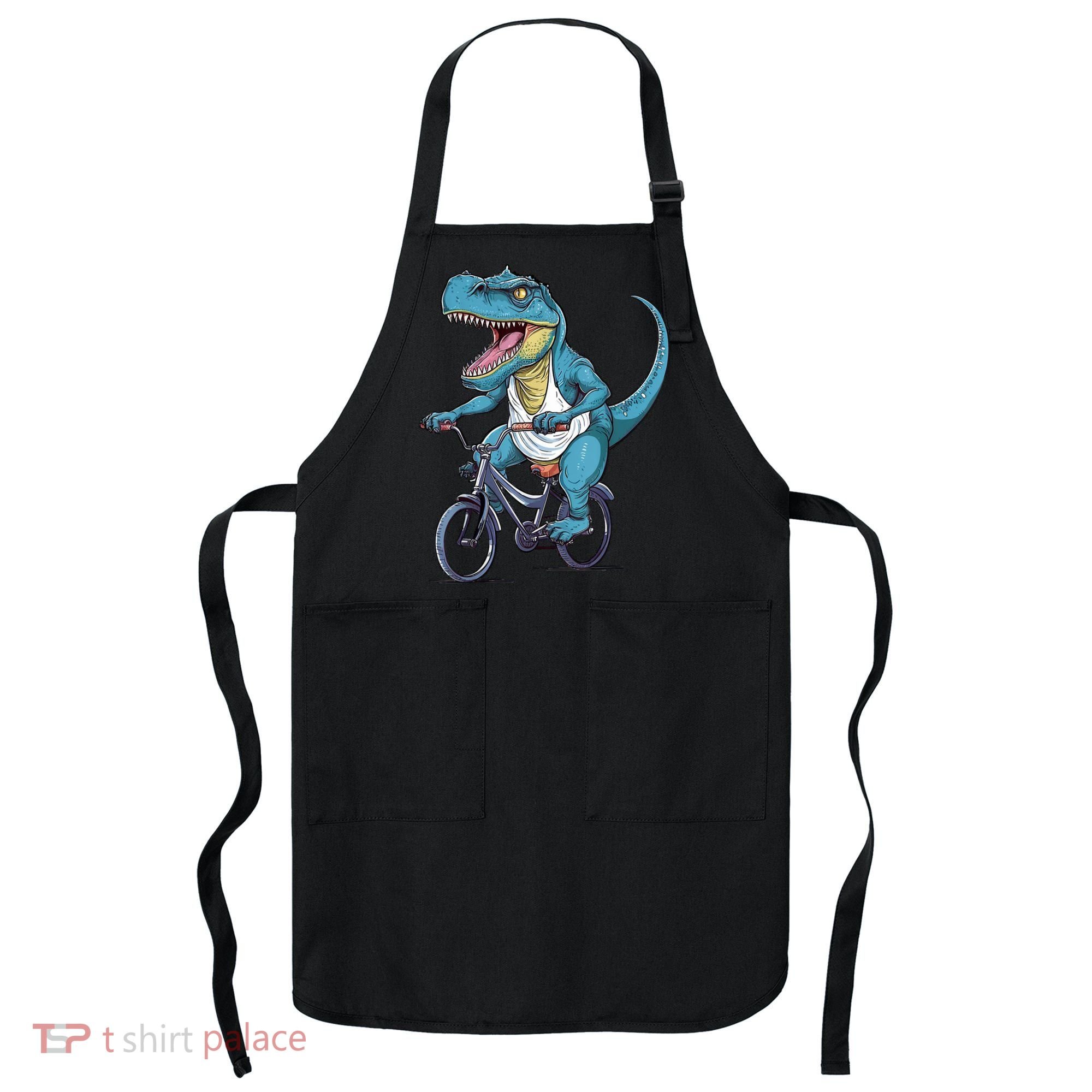 T Rex Riding Bike Funny Bicycle Rider Cycling Dinosaur Apron