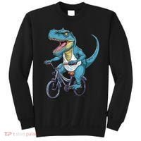 T Rex Riding Bike Funny Bicycle Rider Cycling Dinosaur Sweatshirt thumb 0