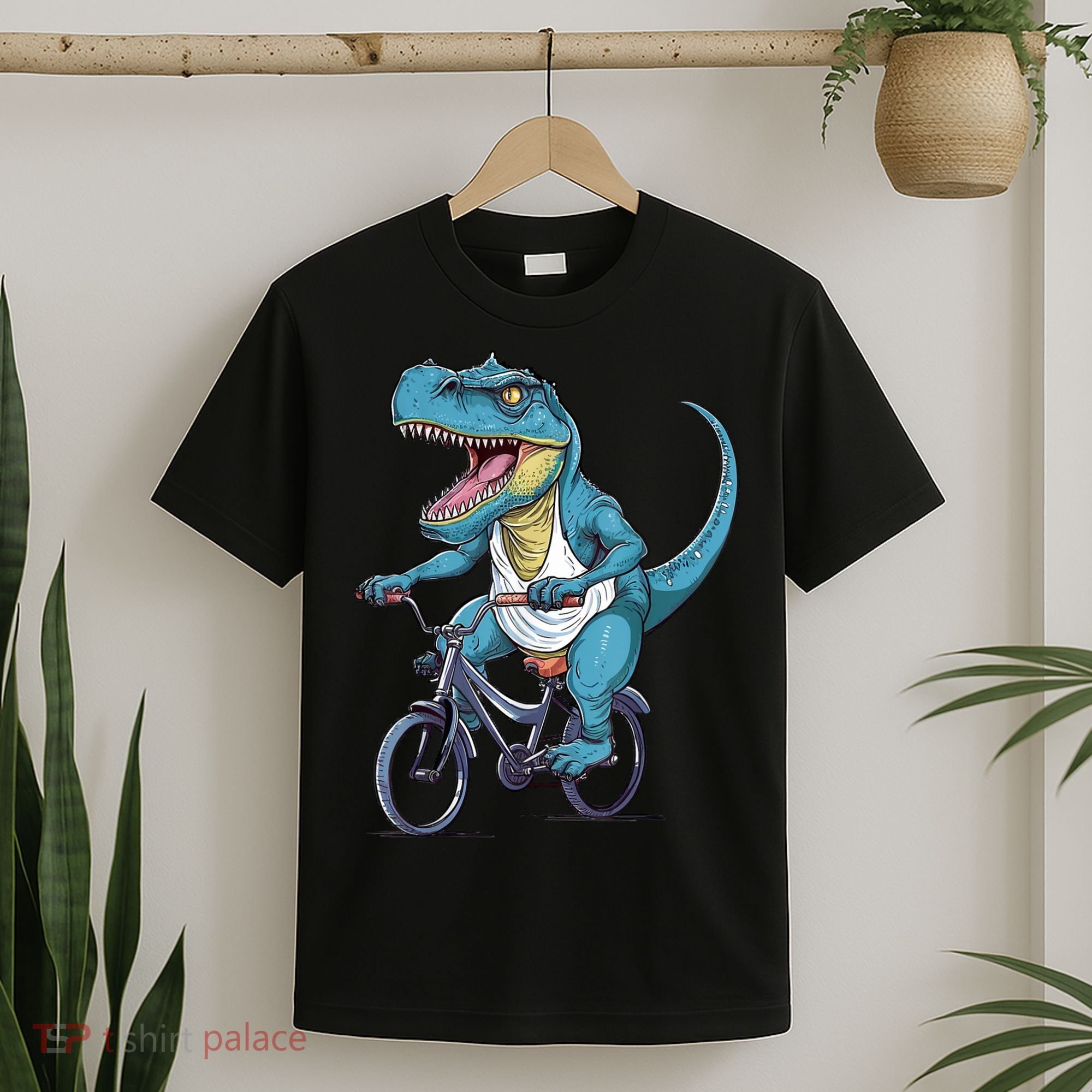 T Rex Riding Bike Funny Bicycle Rider Cycling Dinosaur T-Shirt