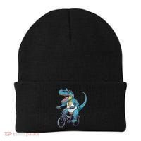 T Rex Riding Bike Funny Bicycle Rider Cycling Dinosaur Beanie thumb 0