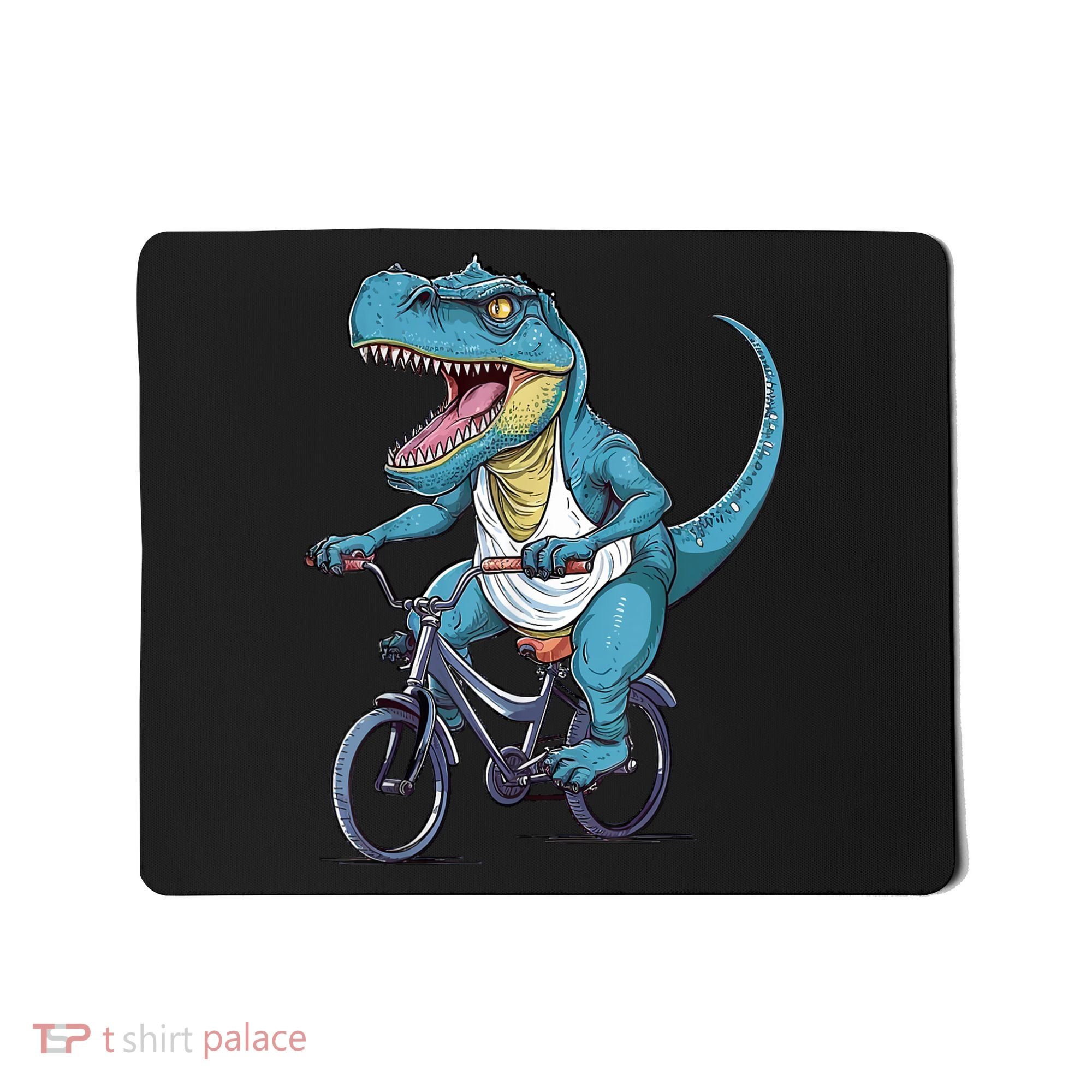 T Rex Riding Bike Funny Bicycle Rider Cycling Dinosaur Mousepad
