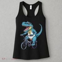 T Rex Riding Bike Funny Bicycle Rider Cycling Dinosaur Women's Tank Top thumb 3