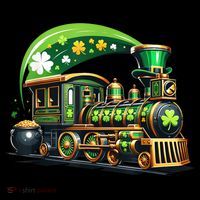Train Railroad St Patricks Day Train Coaster thumb 2