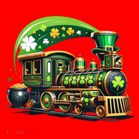 Train Railroad St Patricks Day Train Santa Hat thumb 1