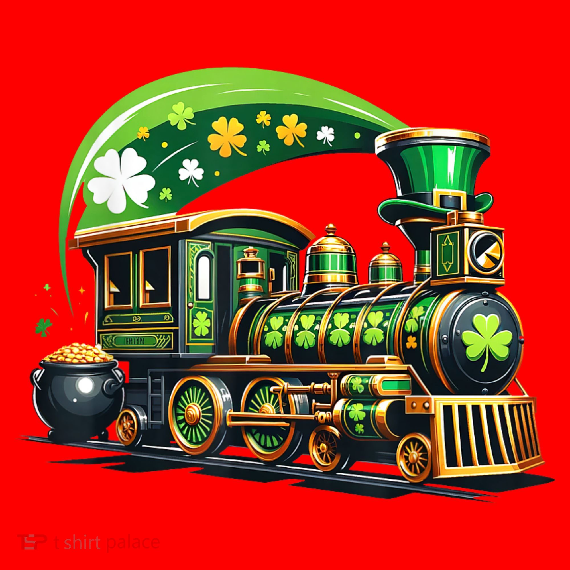 Train Railroad St Patricks Day Train Santa Hat