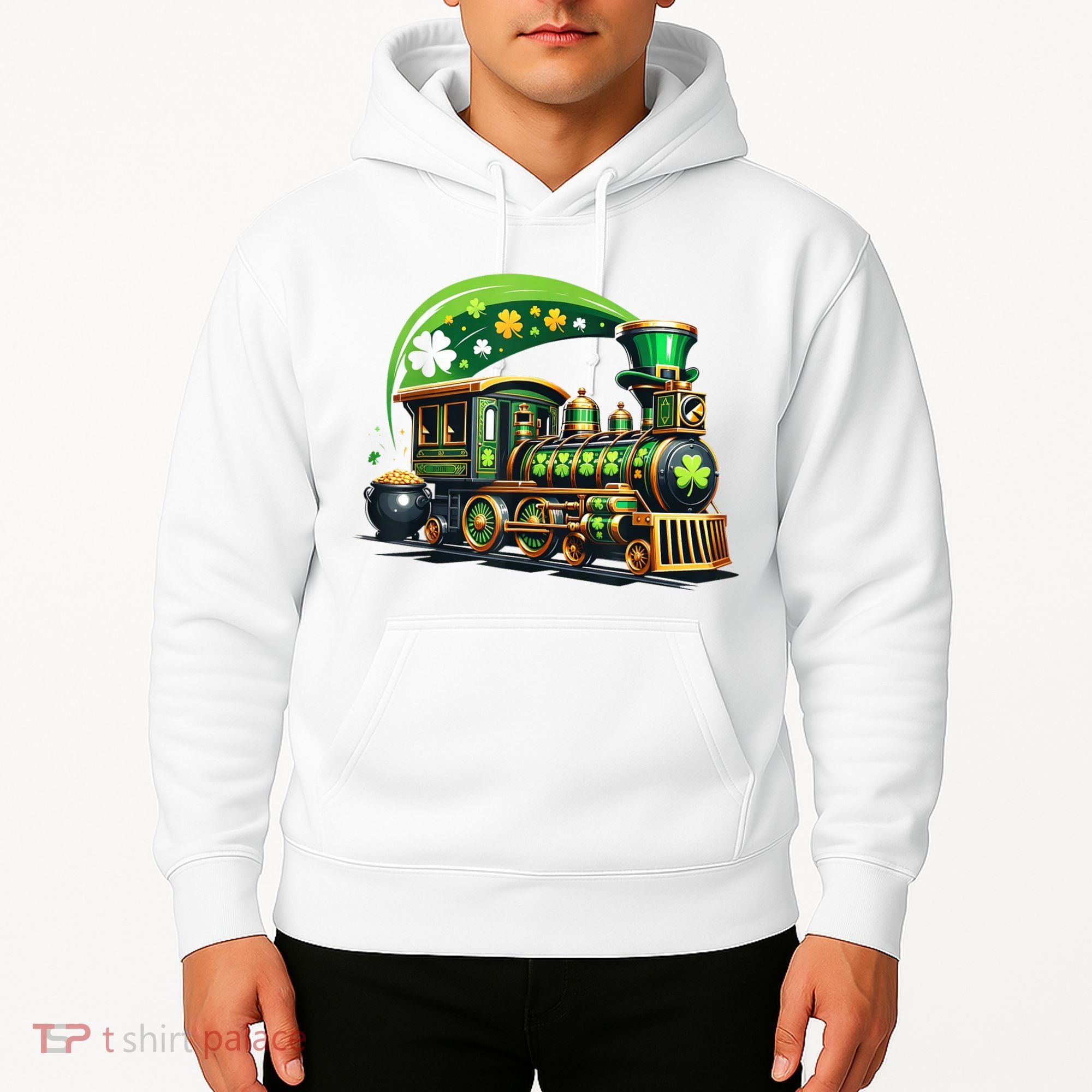 Train Railroad St Patricks Day Train Hoodie