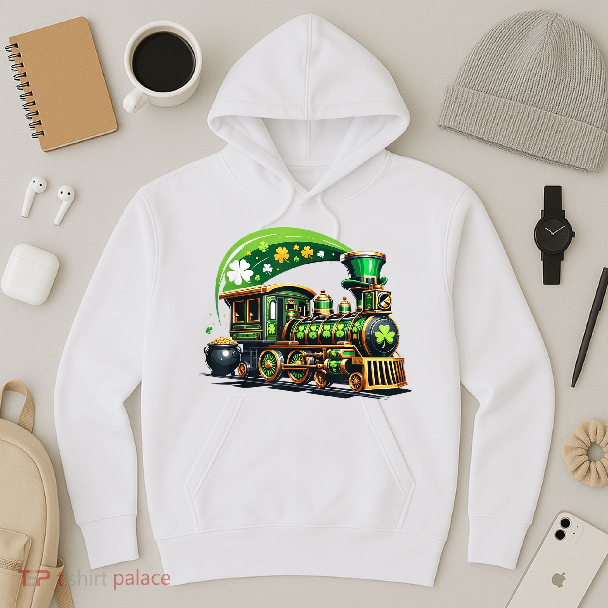 Train Railroad St Patricks Day Train Hoodie