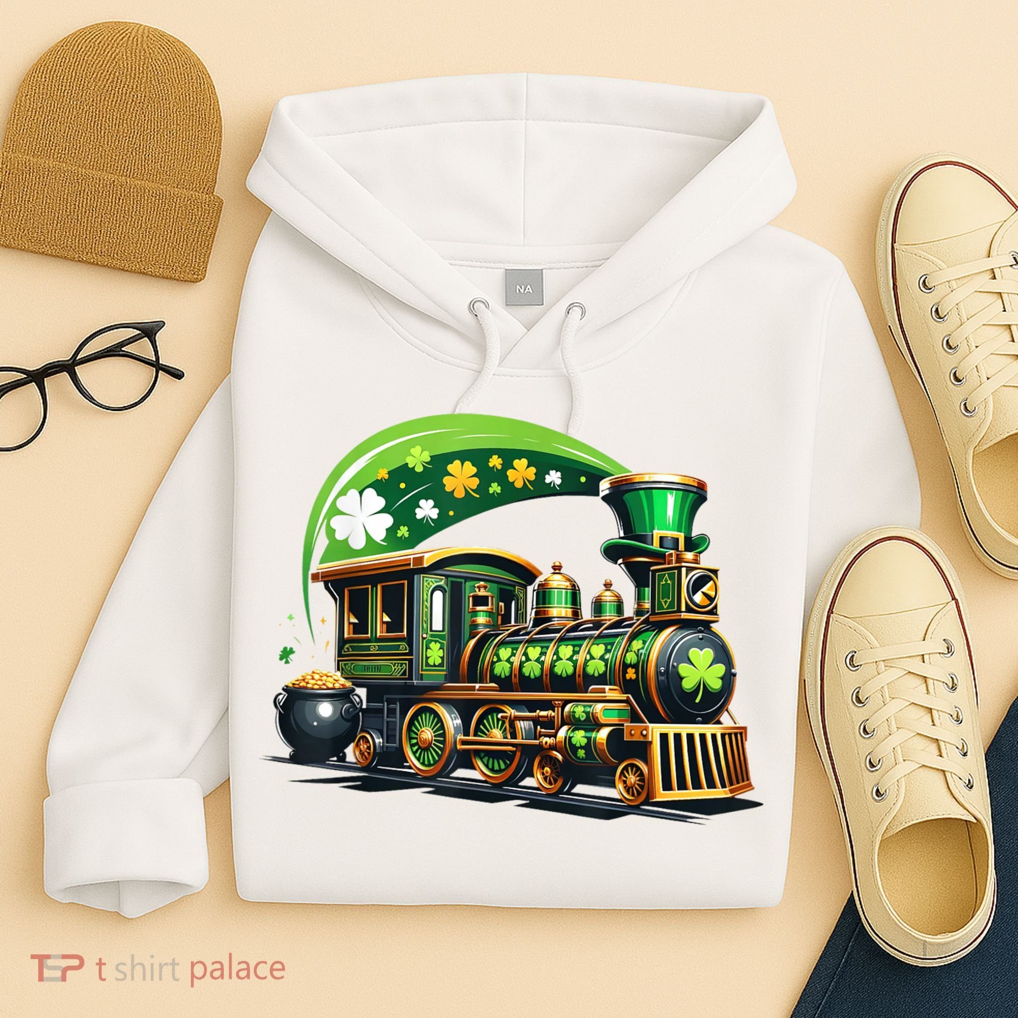 Train Railroad St Patricks Day Train Hoodie