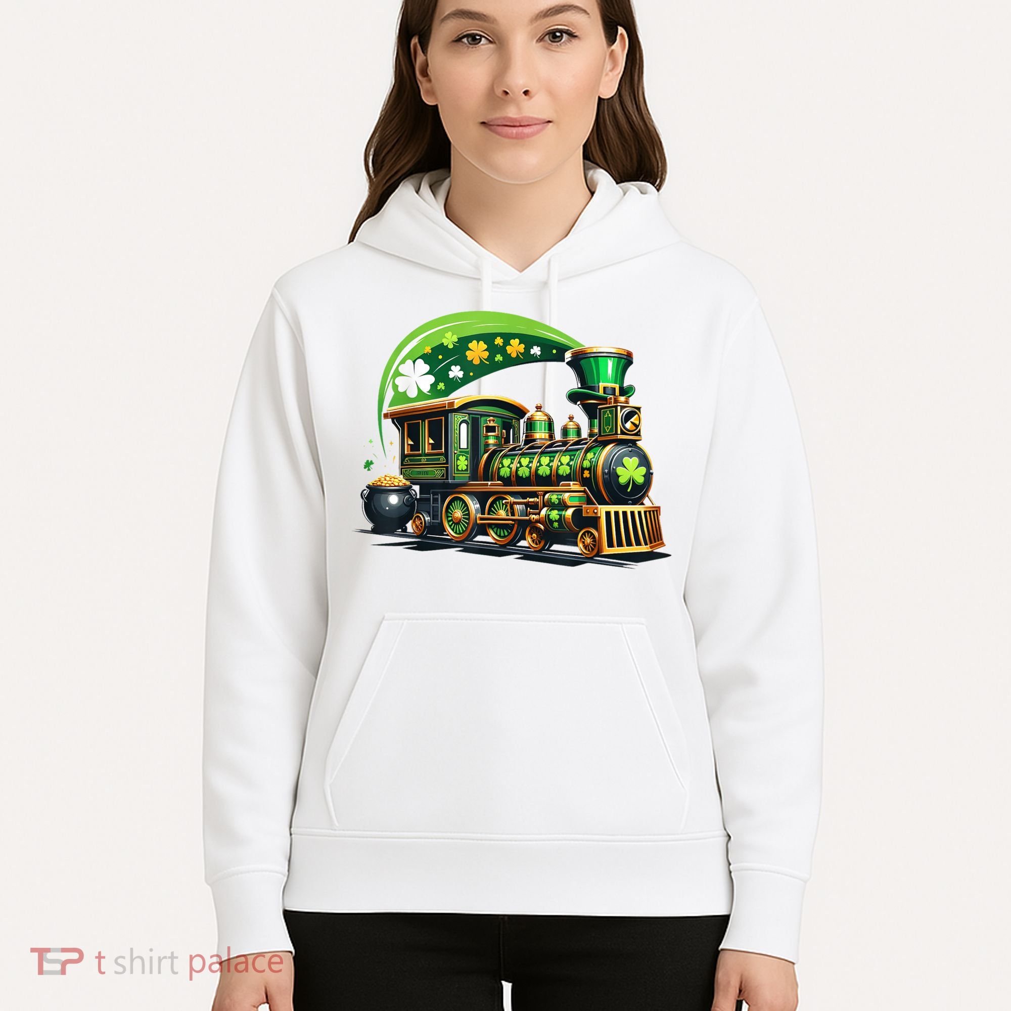 Train Railroad St Patricks Day Train Hoodie