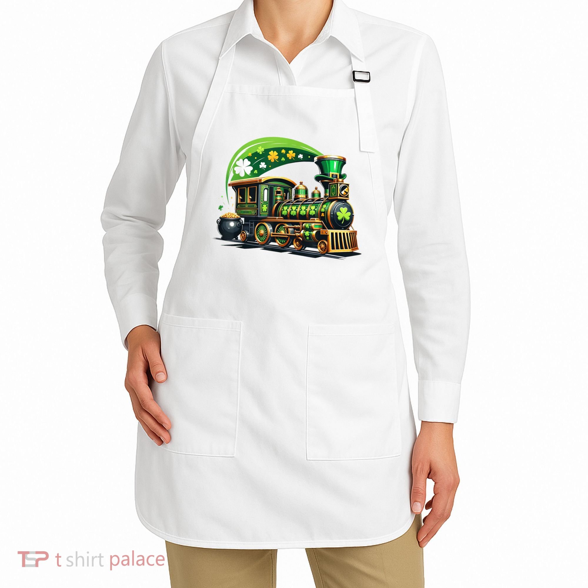 Train Railroad St Patricks Day Train Apron