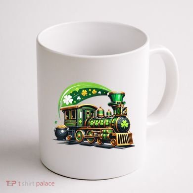Train Railroad St Patricks Day Train Coffee Mug back