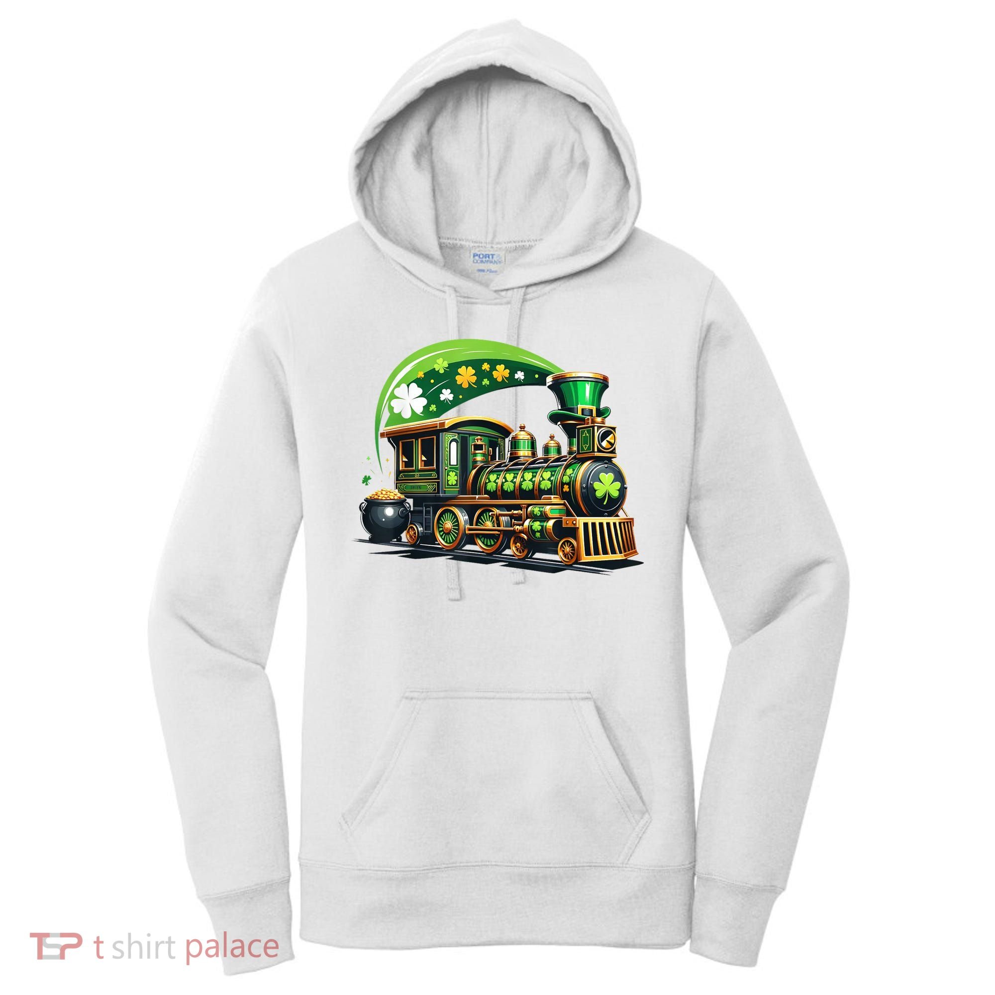 Train Railroad St Patricks Day Train Women's Hoodie