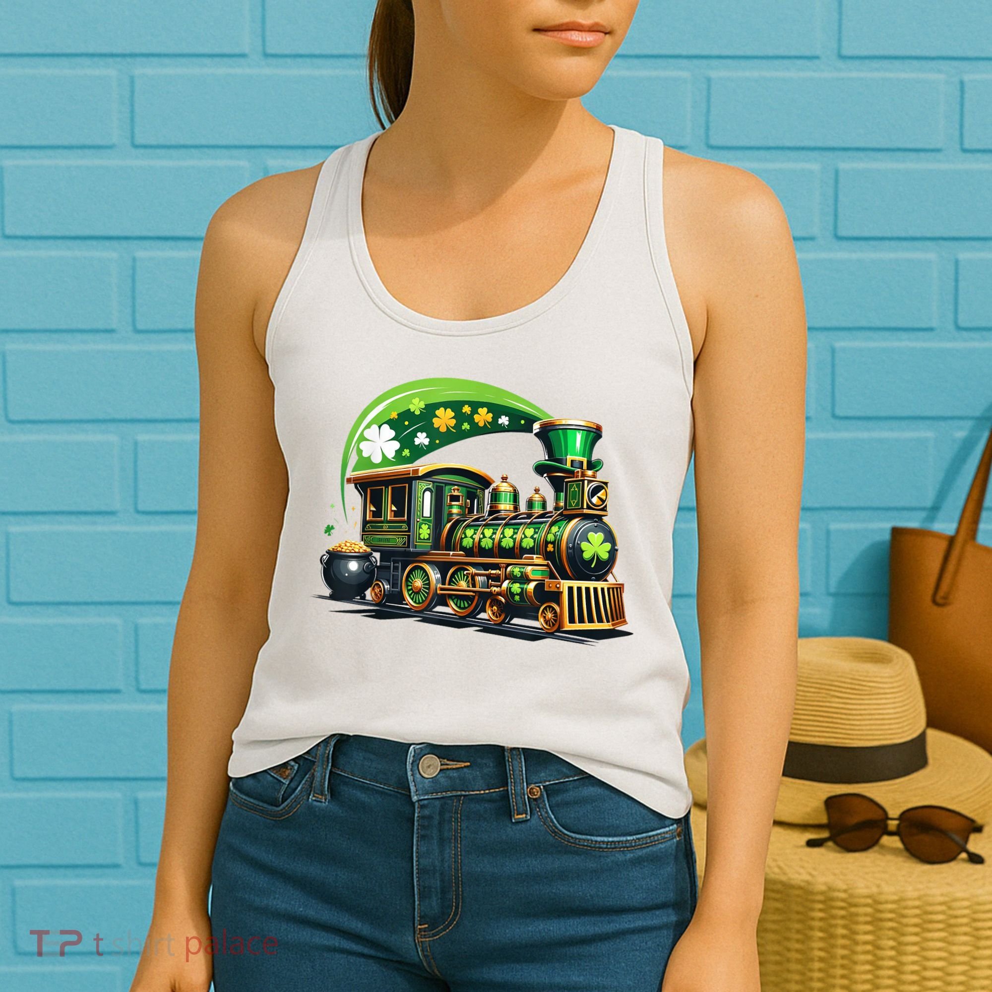Train Railroad St Patricks Day Train Women's Tank Top