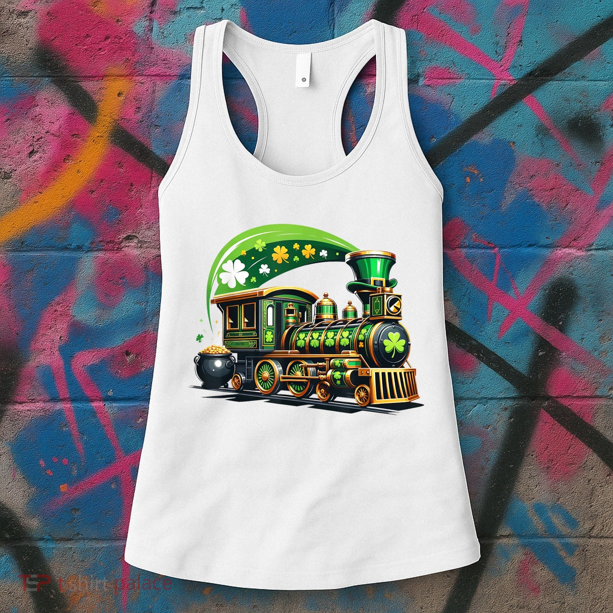 Train Railroad St Patricks Day Train Women's Tank Top