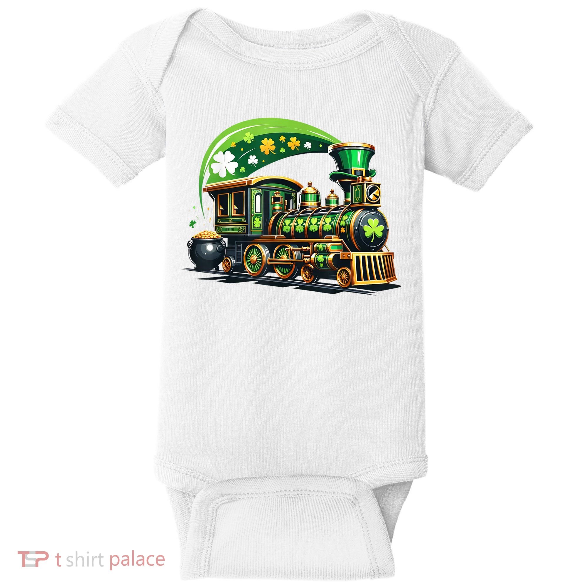 Train Railroad St Patricks Day Train Baby Bodysuit
