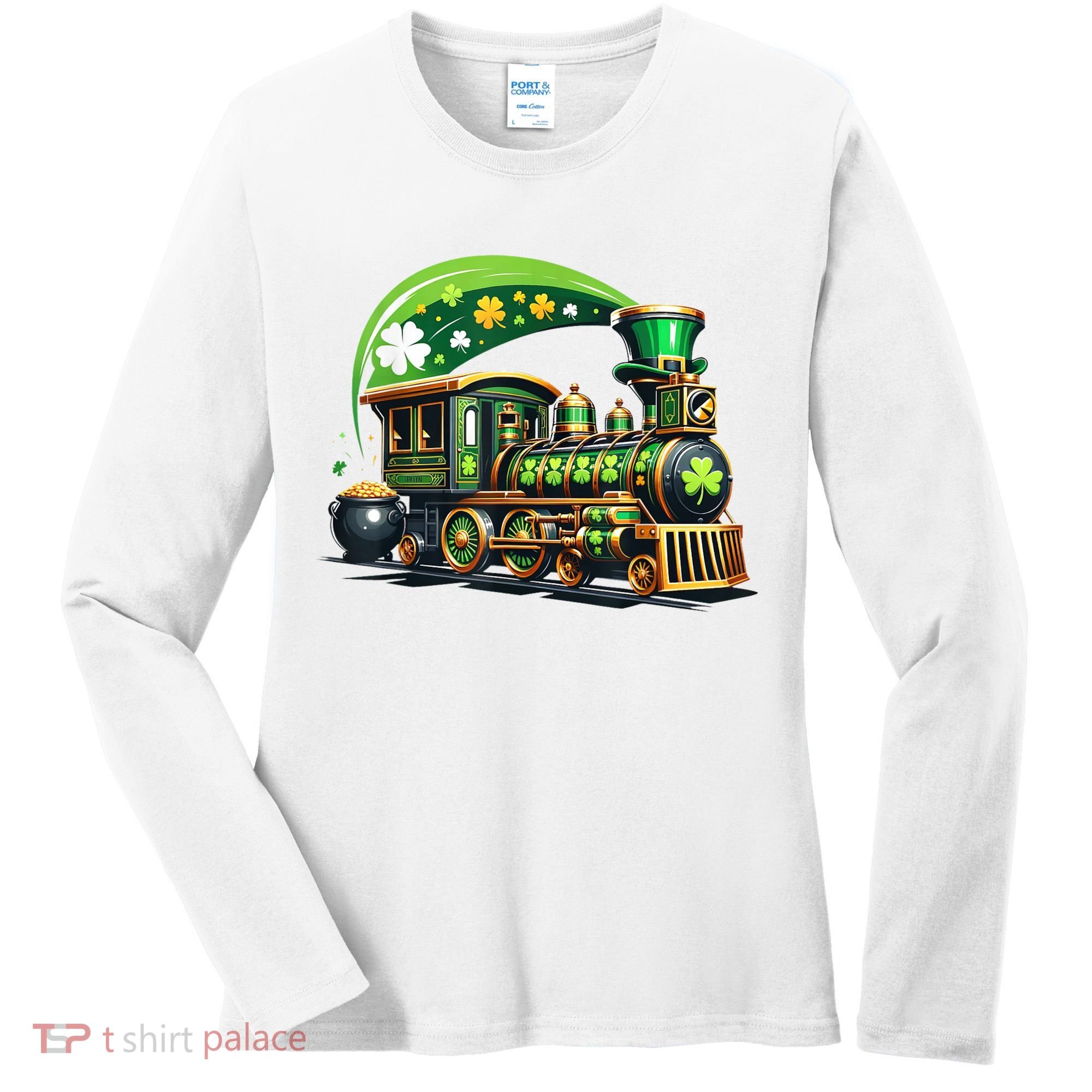 Train Railroad St Patricks Day Train Women's Long Sleeve Shirt