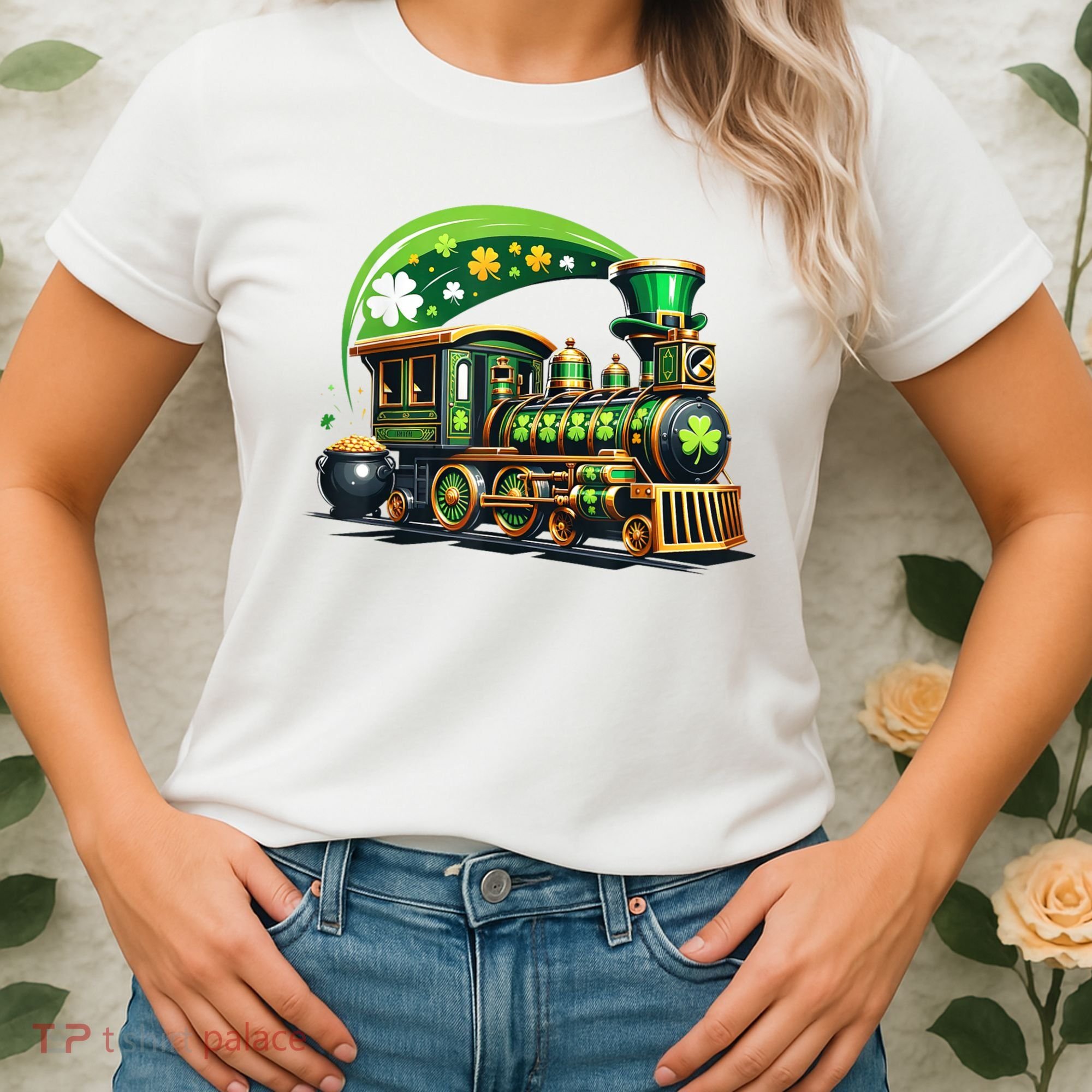 Train Railroad St Patricks Day Train Women's T-Shirt