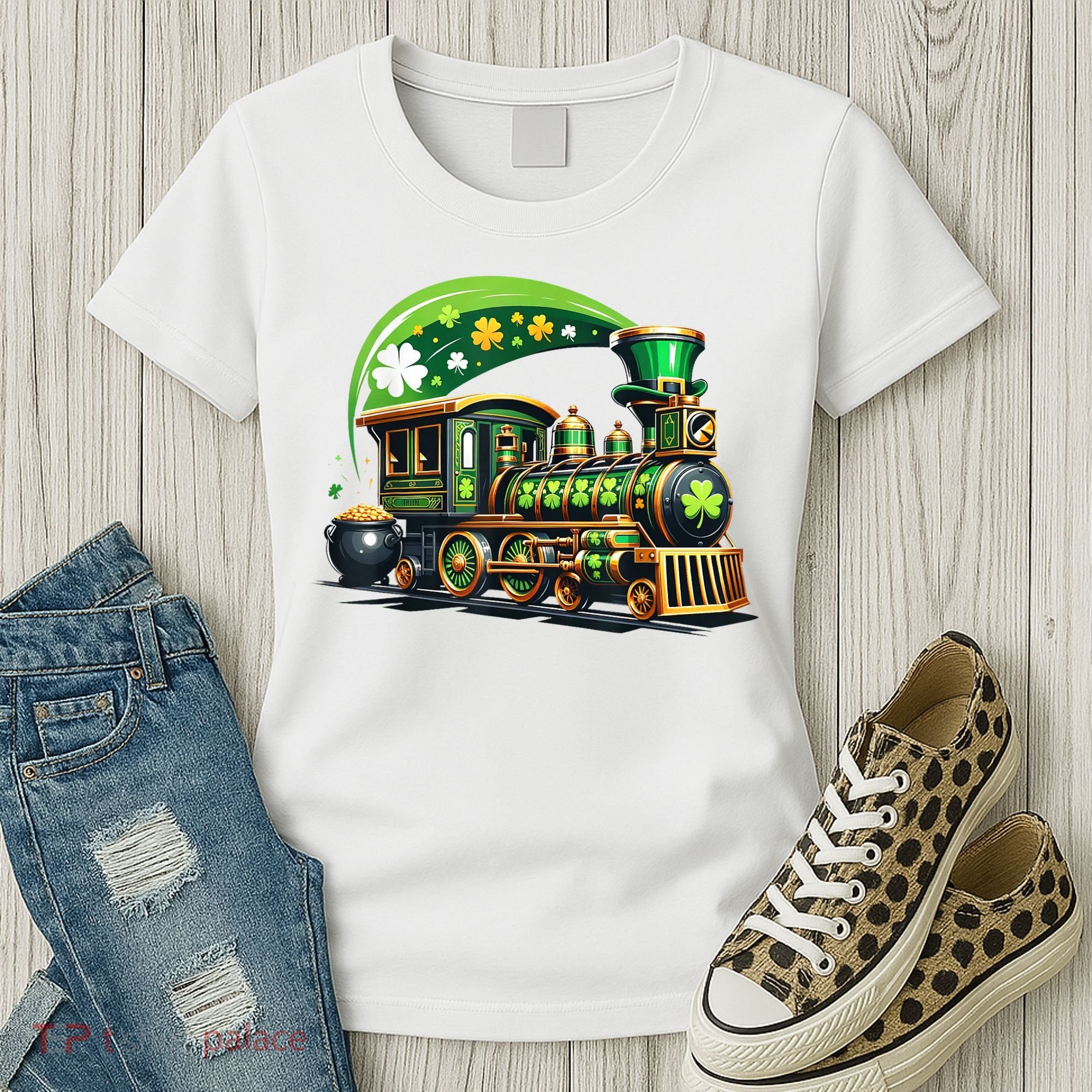 Train Railroad St Patricks Day Train Women's T-Shirt
