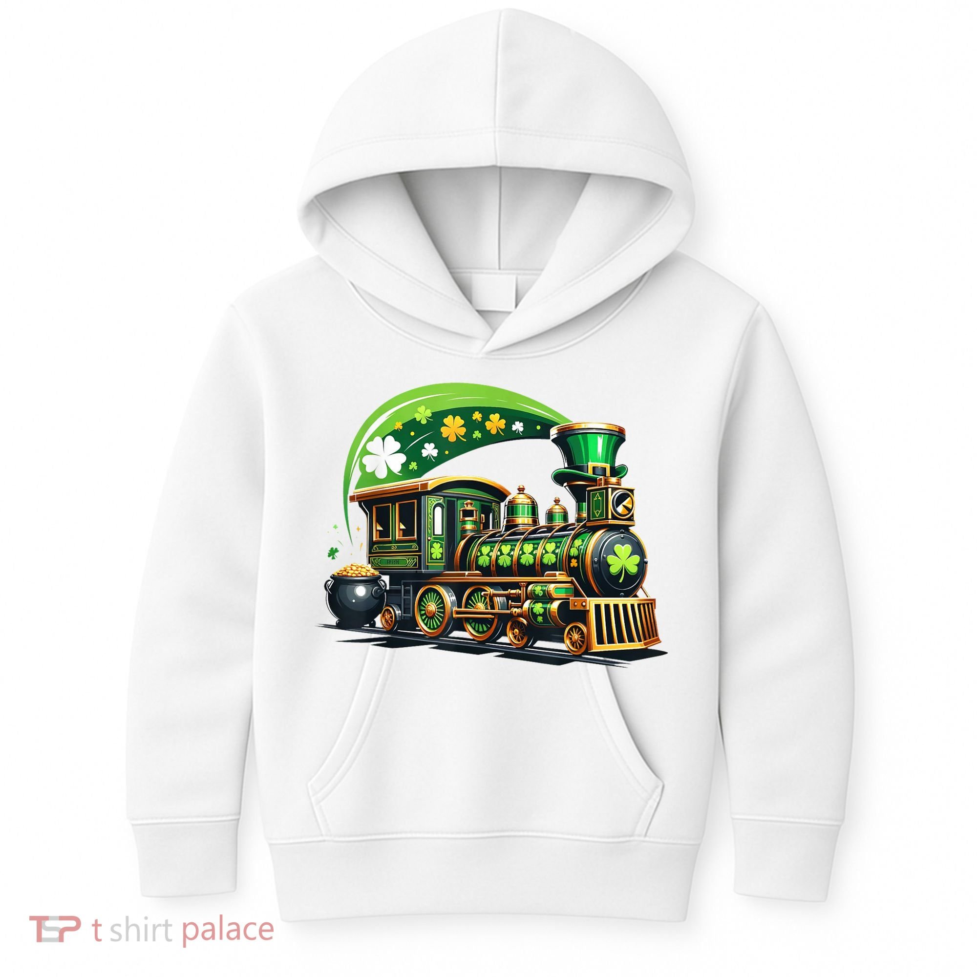 Train Railroad St Patricks Day Train Kids Hoodie