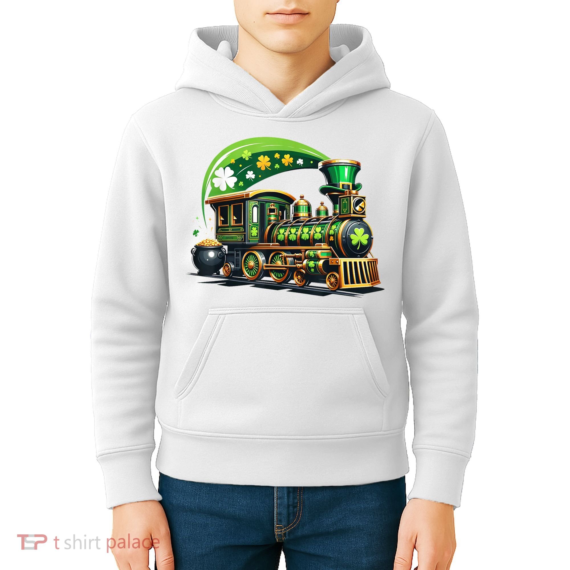 Train Railroad St Patricks Day Train Kids Hoodie
