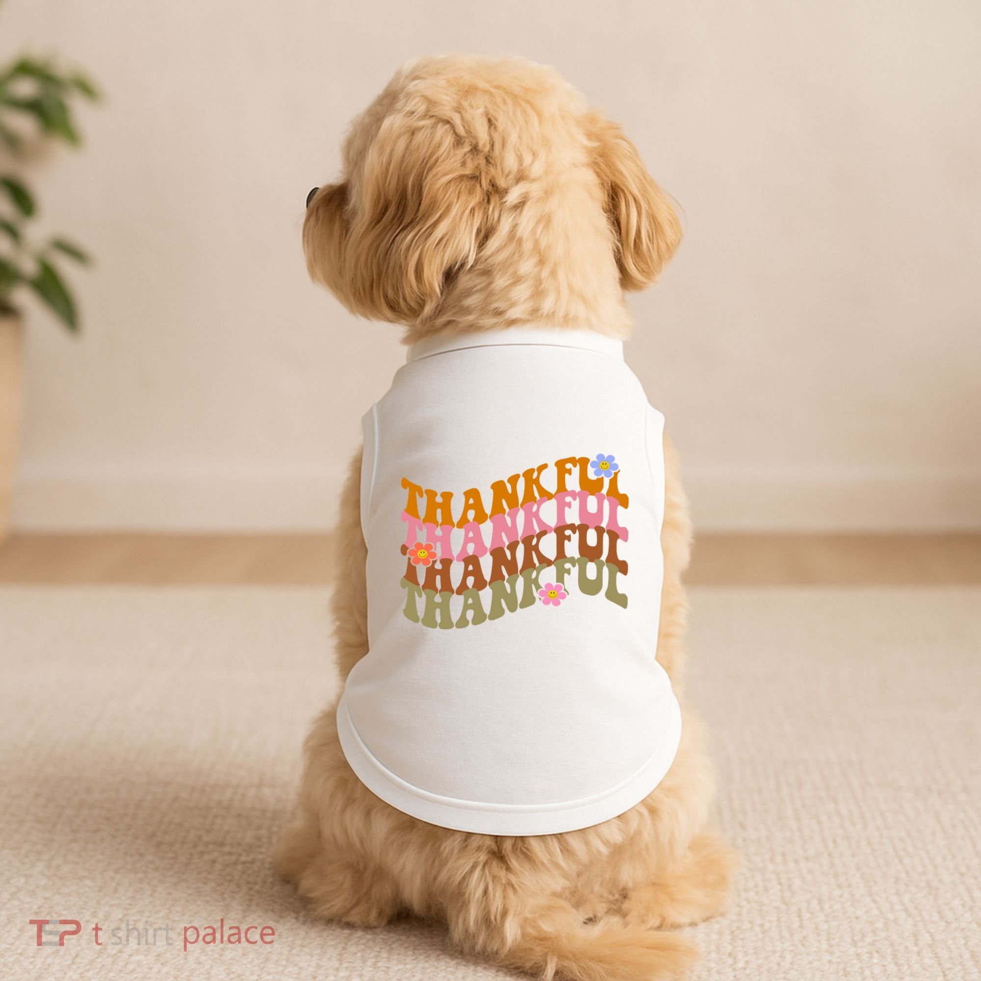 Thankful Retro Sunflower Cute Gift Doggie Tank