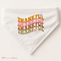 Thankful Retro Sunflower Cute Gift USA-Made Doggie Bandana thumb 0