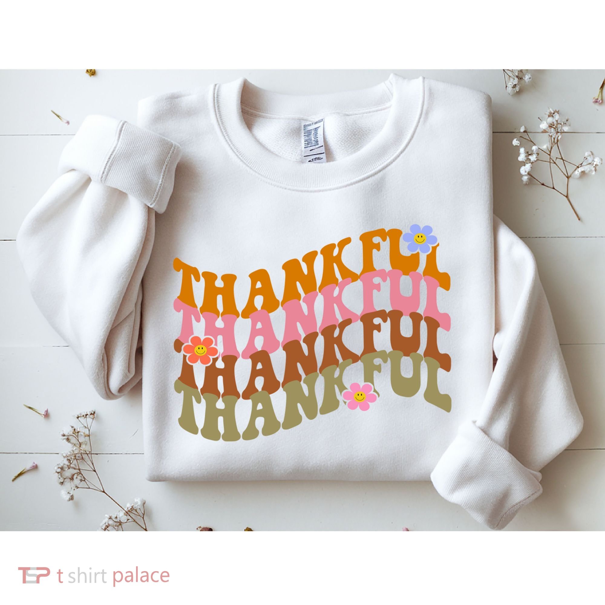 Thankful Retro Sunflower Cute Gift Sweatshirt