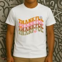 Thankful Retro Sunflower Cute Gift T-Shirt thumb 3
