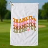 Thankful Retro Sunflower Cute Gift Golf Towel thumb 1