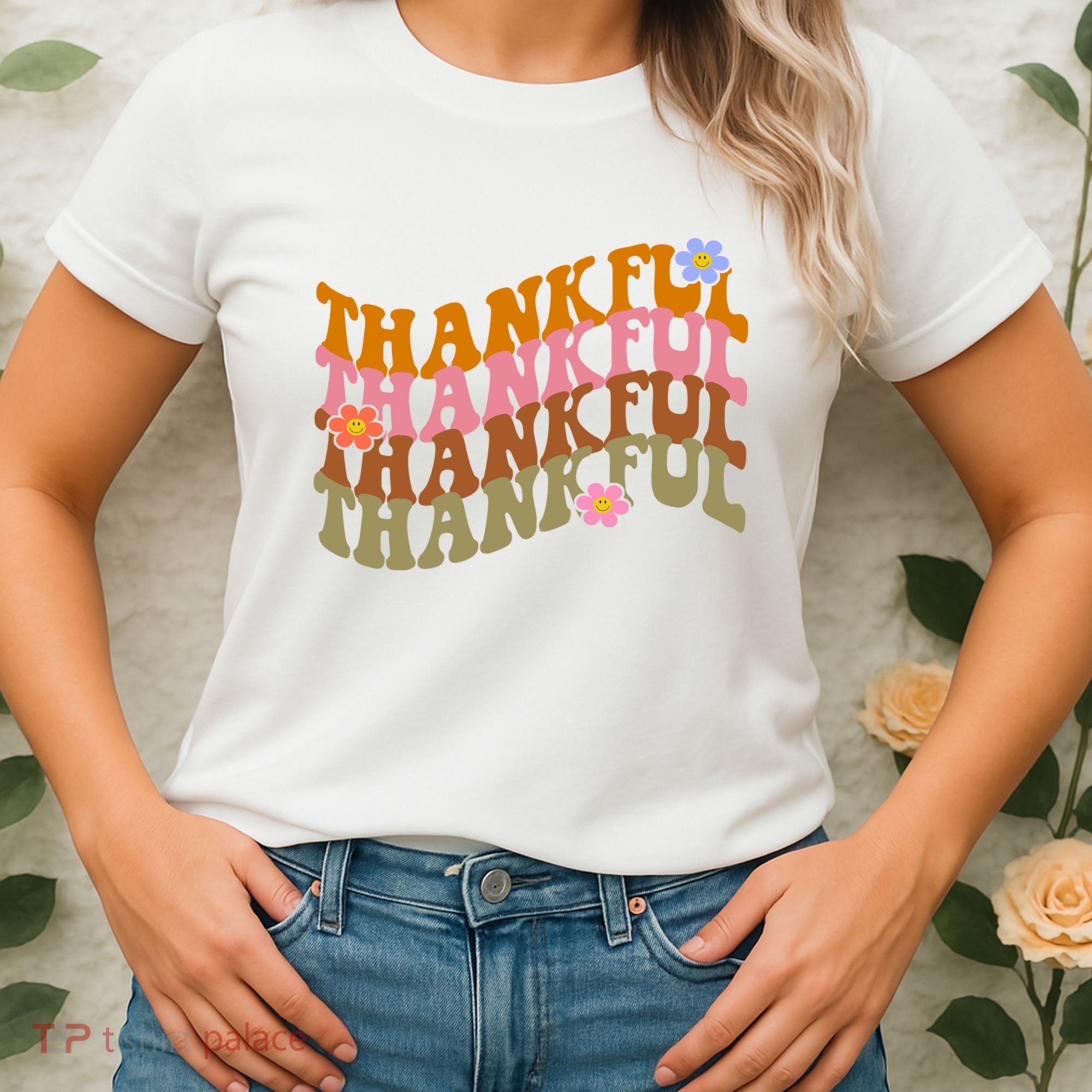 Thankful Retro Sunflower Cute Gift Women's T-Shirt