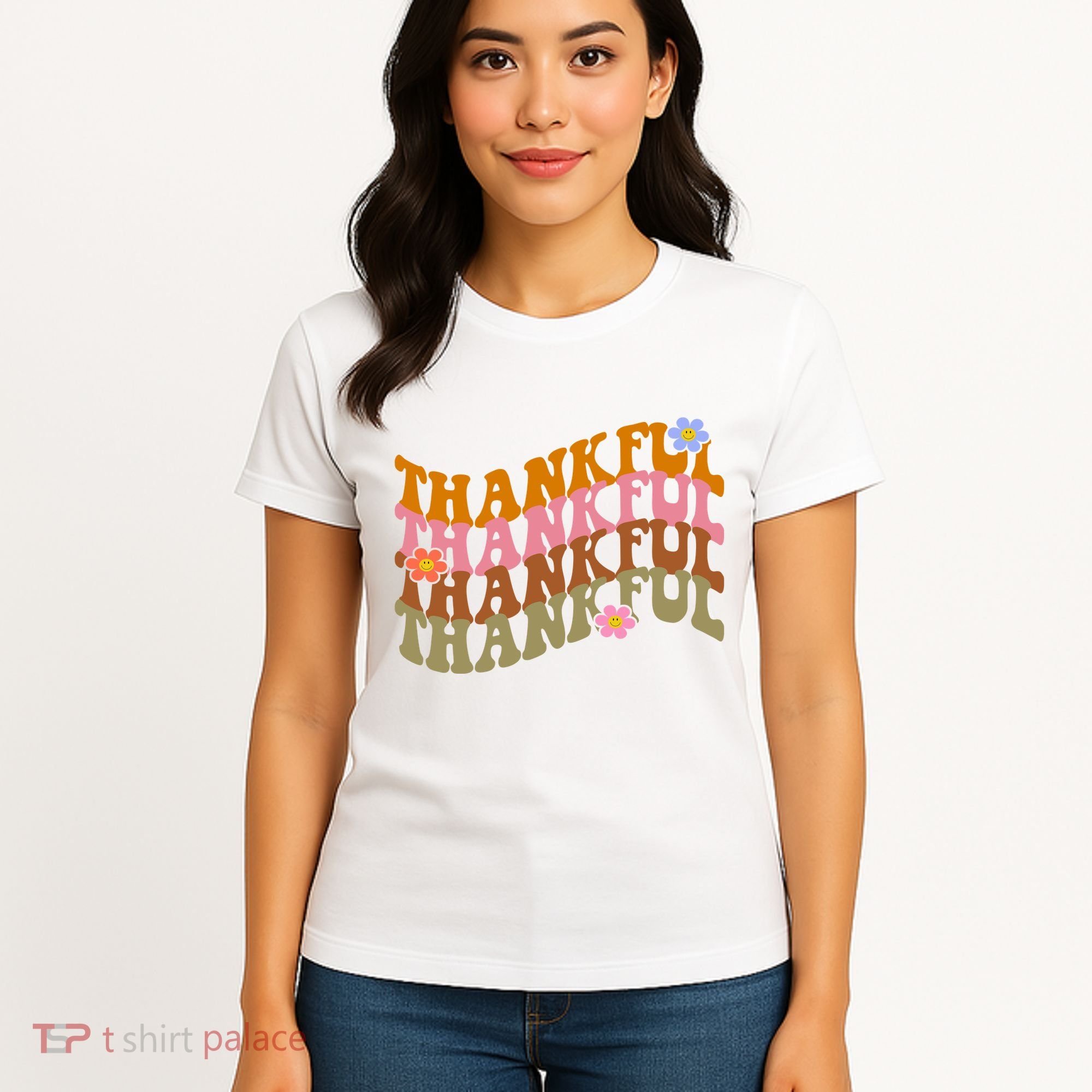 Thankful Retro Sunflower Cute Gift Women's T-Shirt